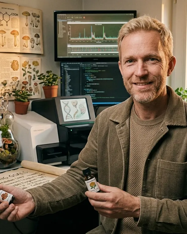 Un biohacker dans son laboratoire à domicile, flacons et suivi des données